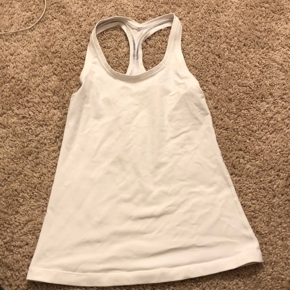 White Lululemon Razorback tank top